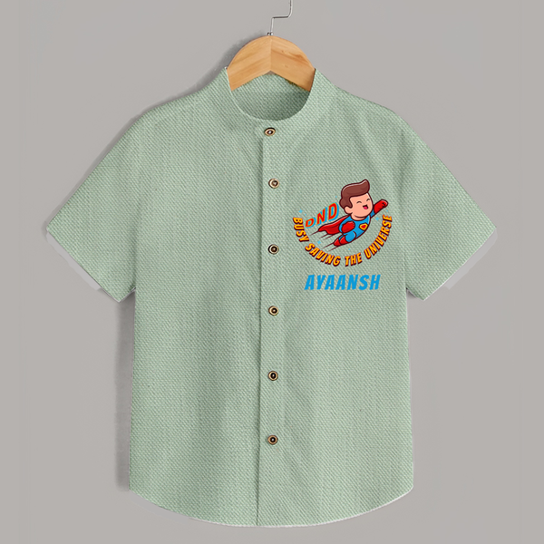 Superboy Adventure Shirt | Personalized Shirt for Future Superstars - MINT GREEN - 0 - 6 Months Old (Chest 23")