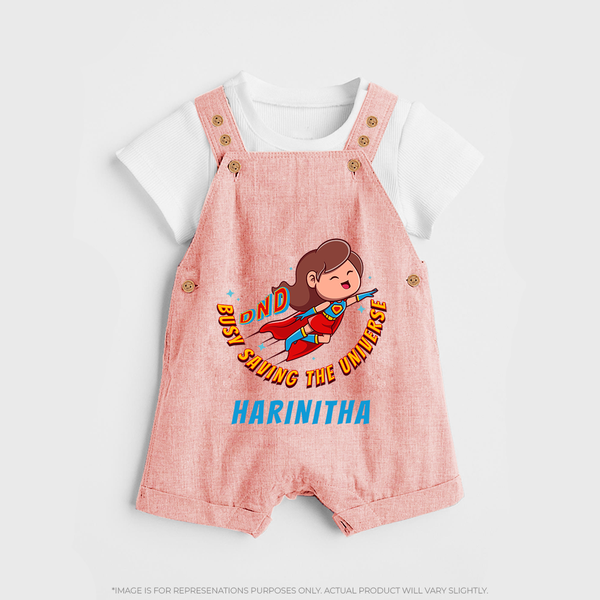 Supergirl Adventure Dungaree Set | Personalized Dungaree Set for Future Superstars - PEACH - 0 - 5 Months Old (Chest 18")