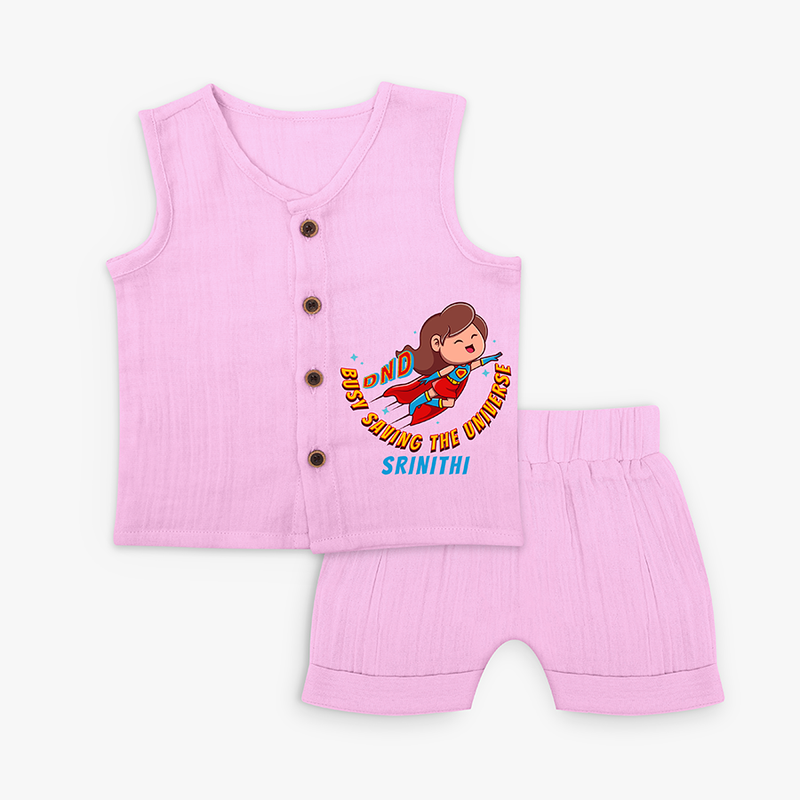 Busy Saving The Universe - Super Girl Jabla Set For Babies - LAVENDER ROSE - 0 - 3 Months Old (Chest 9.8")