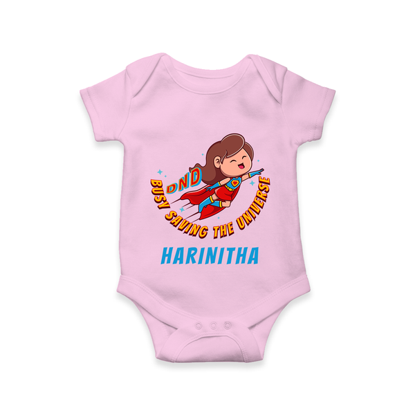 Supergirl Adventure Romper | Personalized Romper for Future Superstars - BABY PINK - New Born (Chest 14")