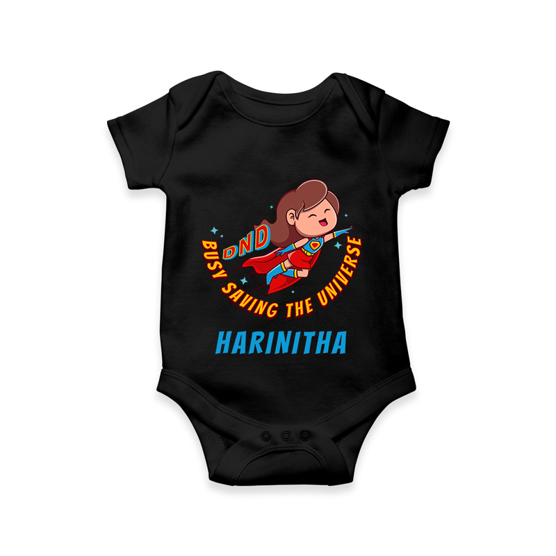 Supergirl Adventure Romper | Personalized Romper for Future Superstars - BLACK - New Born (Chest 14")