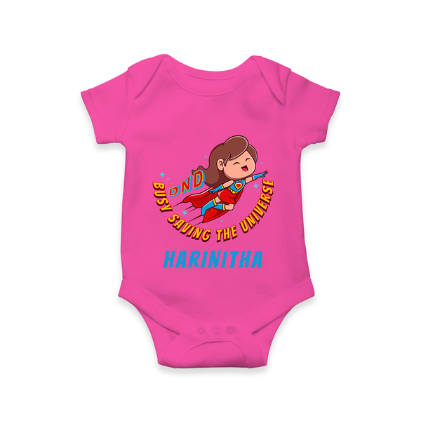 Supergirl Adventure Romper | Personalized Romper for Future Superstars - HOT PINK - New Born (Chest 14")