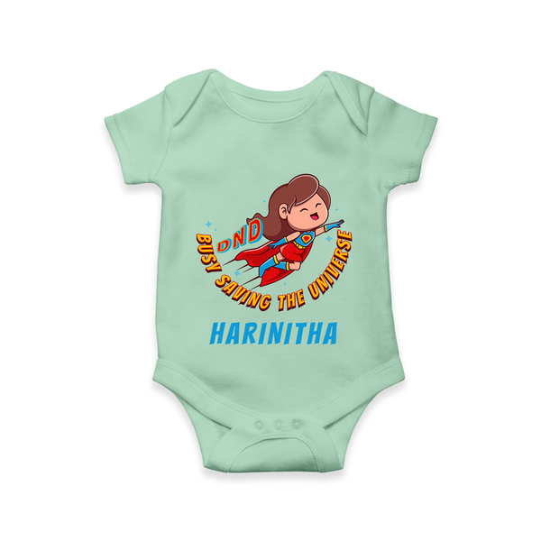 Supergirl Adventure Romper | Personalized Romper for Future Superstars - MINT GREEN - New Born (Chest 14")
