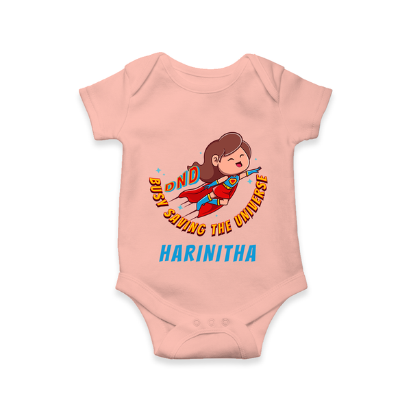 Supergirl Adventure Romper | Personalized Romper for Future Superstars - PEACH - New Born (Chest 14")