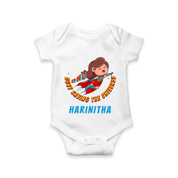 Supergirl Adventure Romper | Personalized Romper for Future Superstars - WHITE - New Born (Chest 14")