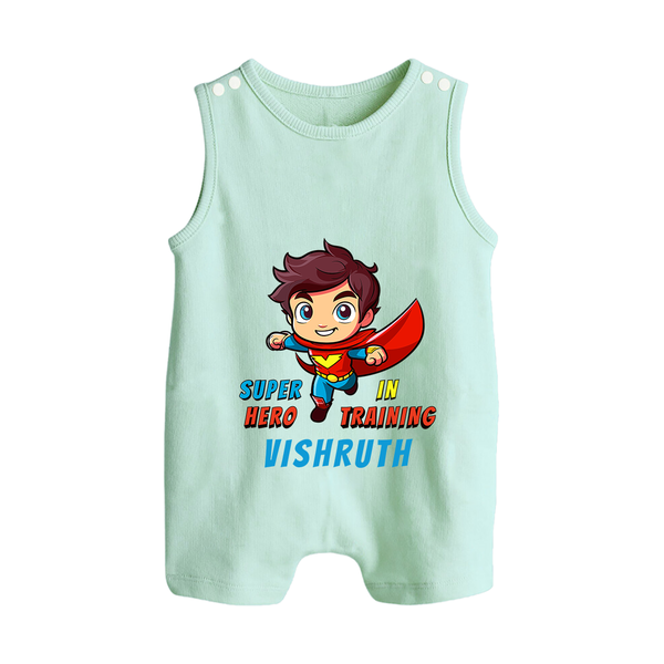 Future Superboy Romper Suit / Sleeveless Romper | Personalized Baby Romper Suit / Sleeveless Romper for Little Heroes - MINT GREEN - 0 - 5 Months Old (Chest 18")