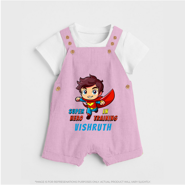 Future Superboy Dungaree Set | Personalized Baby Dungaree Set for Little Heroes - BABY PINK - 0 - 5 Months Old (Chest 18")
