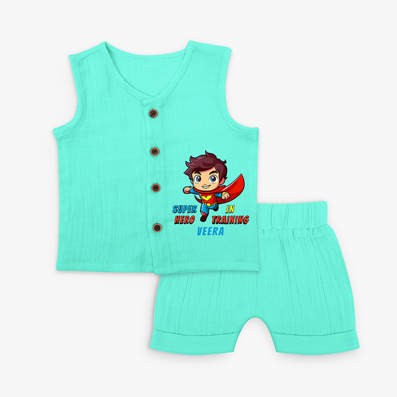 Superhero In Training Jabla Set For Babies - AQUA GREEN - 0 - 3 Months Old (Chest 9.8")