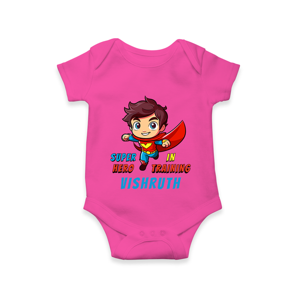 Future Superboy Romper | Personalized Baby Romper for Little Heroes - HOT PINK - New Born (Chest 14")