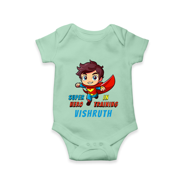 Future Superboy Romper | Personalized Baby Romper for Little Heroes - MINT GREEN - New Born (Chest 14")