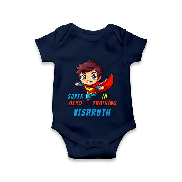 Future Superboy Romper | Personalized Baby Romper for Little Heroes - NAVY BLUE - New Born (Chest 14")