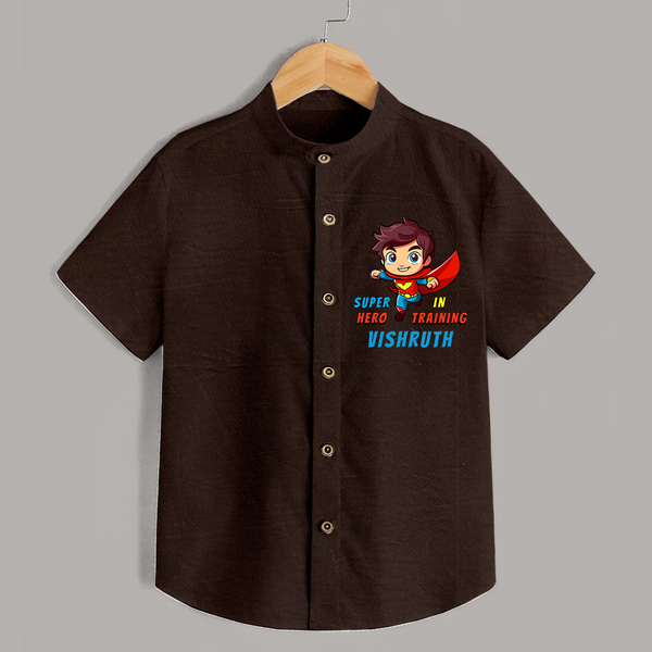 Future Superboy Shirt | Personalized Baby Shirt for Little Heroes - CHOCOLATE BROWN - 0 - 6 Months Old (Chest 23")