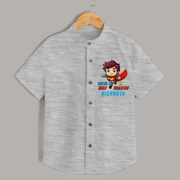 Future Superboy Shirt | Personalized Baby Shirt for Little Heroes - GREY - 0 - 6 Months Old (Chest 23")
