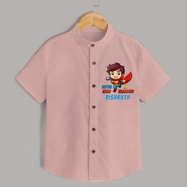 Future Superboy Shirt | Personalized Baby Shirt for Little Heroes - PEACH - 0 - 6 Months Old (Chest 23")