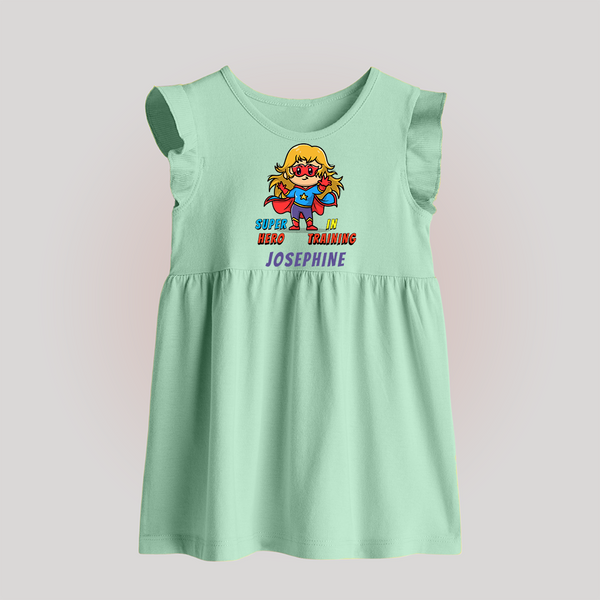 Future Supergirl Baby Frock | Personalized Baby Baby Frock for Little Superheroes - MINT GREEN - 0 - 3 Months Old (Chest 17")
