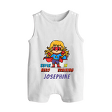 Future Supergirl Romper Suit / Sleeveless Romper | Personalized Baby Romper Suit / Sleeveless Romper for Little Superheroes - WHITE - 0 - 5 Months Old (Chest 18")