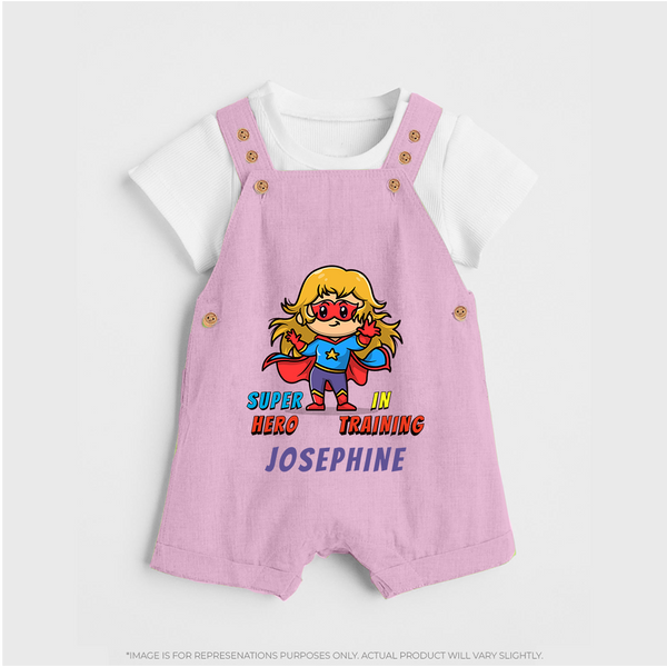 Future Supergirl Dungaree Set | Personalized Baby Dungaree Set for Little Superheroes - BABY PINK - 0 - 5 Months Old (Chest 18")
