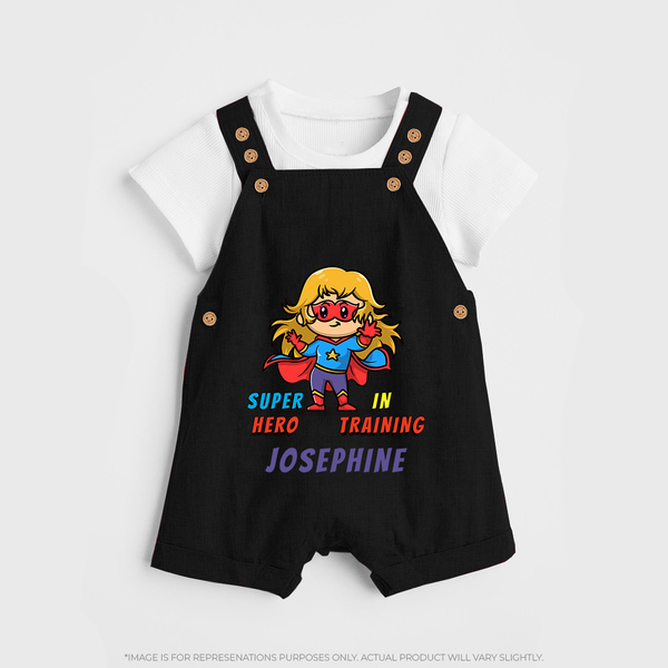 Future Supergirl Dungaree Set | Personalized Baby Dungaree Set for Little Superheroes - BLACK - 0 - 5 Months Old (Chest 18")