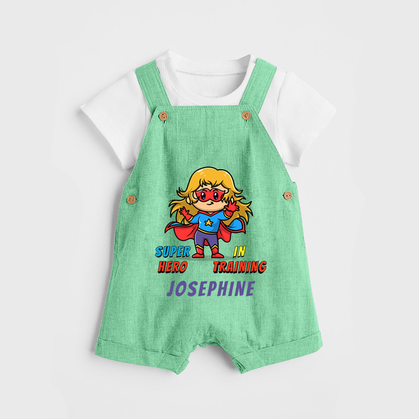 Future Supergirl Dungaree Set | Personalized Baby Dungaree Set for Little Superheroes - GREEN - 0 - 5 Months Old (Chest 18")