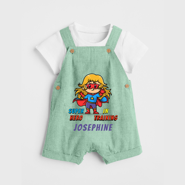 Future Supergirl Dungaree Set | Personalized Baby Dungaree Set for Little Superheroes - MINT GREEN - 0 - 5 Months Old (Chest 18")
