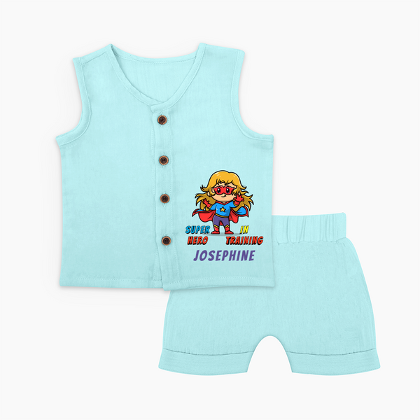 Future Supergirl Jabla Set | Personalized Baby Jabla Set for Little Superheroes - BABY BLUE - 0 - 3 Months Old (Chest 9.8")