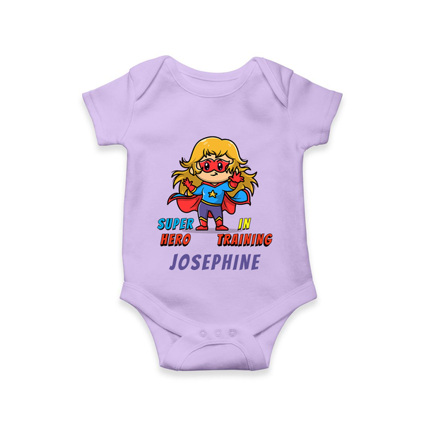 Future Supergirl Romper | Personalized Baby Romper for Little Superheroes - LILAC - New Born (Chest 14")