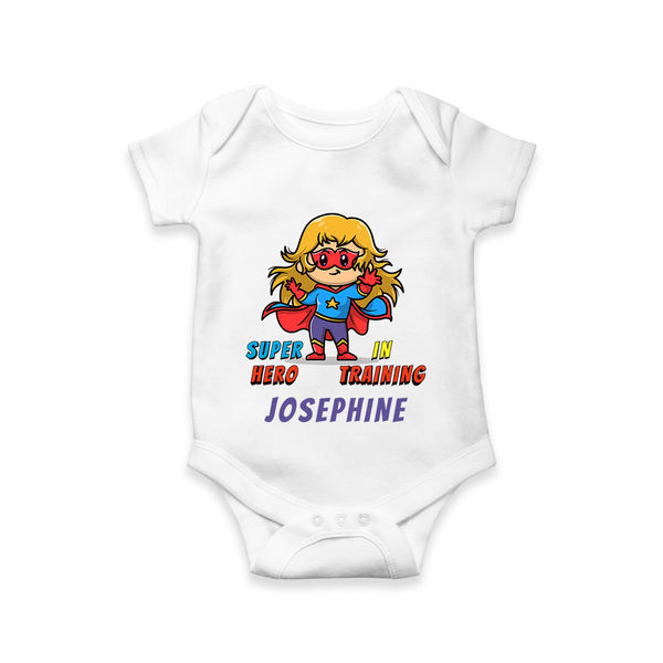 Future Supergirl Romper | Personalized Baby Romper for Little Superheroes - WHITE - New Born (Chest 14")