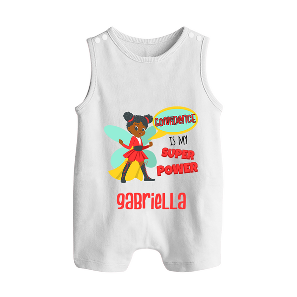 Mini Superhero Boy Romper Suit / Sleeveless Romper | Custom Name Romper Suit / Sleeveless Romper for Future Superboys - WHITE - 0 - 5 Months Old (Chest 18")