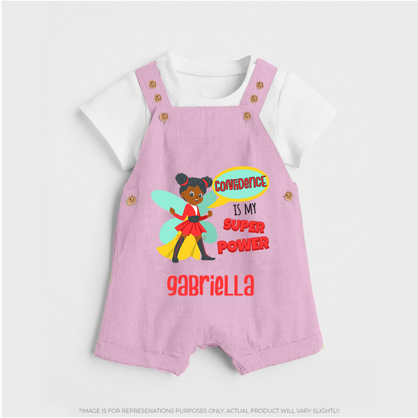 Mini Superhero Boy Dungaree Set | Custom Name Dungaree Set for Future Superboys - BABY PINK - 0 - 5 Months Old (Chest 18")