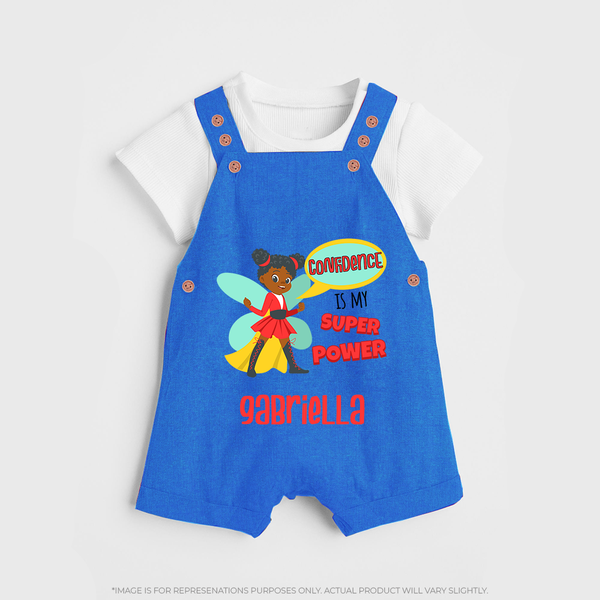 Mini Superhero Boy Dungaree Set | Custom Name Dungaree Set for Future Superboys - COBALT BLUE - 0 - 5 Months Old (Chest 18")