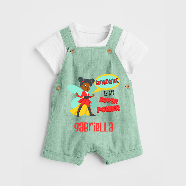 Mini Superhero Boy Dungaree Set | Custom Name Dungaree Set for Future Superboys - MINT GREEN - 0 - 5 Months Old (Chest 18")