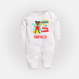 Mini Superhero Boy Sleep Suit / Full Sleeve Bodysuit | Custom Name Sleep Suit / Full Sleeve Bodysuit for Future Superboys - WHITE - New Born (Chest 7.5")