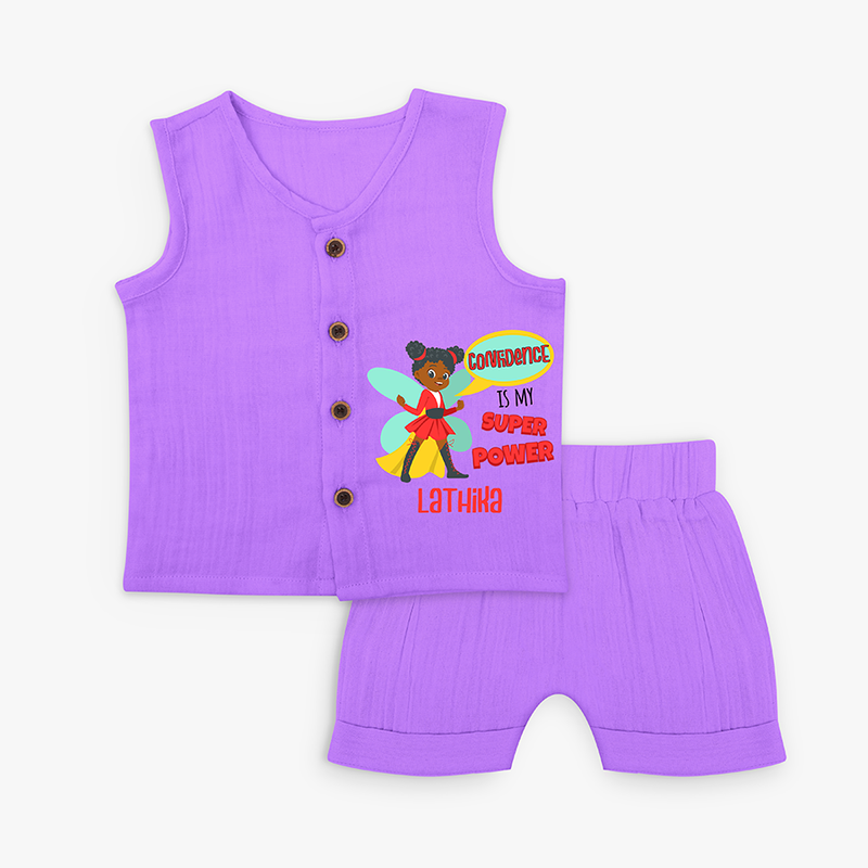 Confidence Is My Superpower Jabla Set For Babies - PURPLE - 0 - 3 Months Old (Chest 9.8")