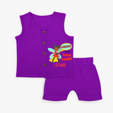 Confidence Is My Superpower Jabla Set For Babies - ROYAL PURPLE - 0 - 3 Months Old (Chest 9.8")