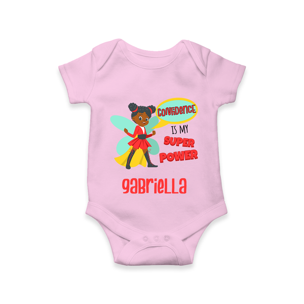 Mini Superhero Boy Romper | Custom Name Romper for Future Superboys - BABY PINK - New Born (Chest 14")