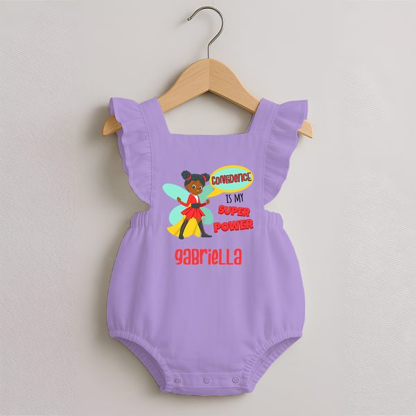 Mini Superhero Boy Romper Frock | Custom Name Romper Frock for Future Superboys - LILAC - 0 - 3 Months Old (Chest 19")