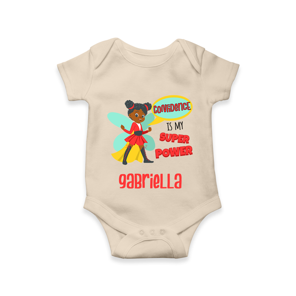 Mini Superhero Boy Romper | Custom Name Romper for Future Superboys - IVORY - New Born (Chest 14")