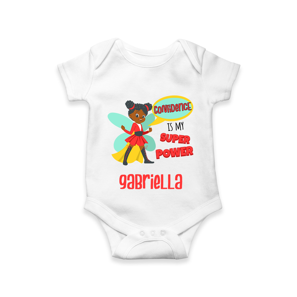 Mini Superhero Boy Romper | Custom Name Romper for Future Superboys - WHITE - New Born (Chest 14")