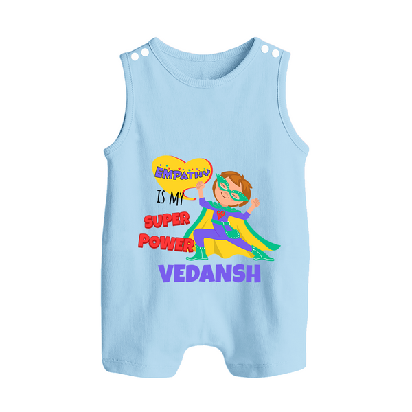 Superboy Power Romper Suit / Sleeveless Romper | Personalized Romper Suit / Sleeveless Romper for Baby Superheroes - BABY BLUE - 0 - 5 Months Old (Chest 18")