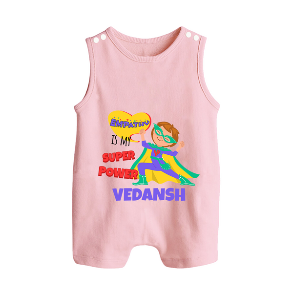 Superboy Power Romper Suit / Sleeveless Romper | Personalized Romper Suit / Sleeveless Romper for Baby Superheroes - BABY PINK - 0 - 5 Months Old (Chest 18")