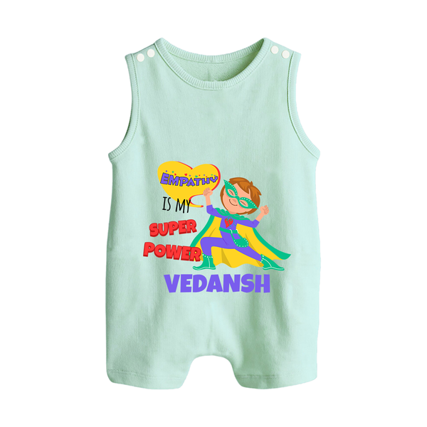 Superboy Power Romper Suit / Sleeveless Romper | Personalized Romper Suit / Sleeveless Romper for Baby Superheroes - MINT GREEN - 0 - 5 Months Old (Chest 18")