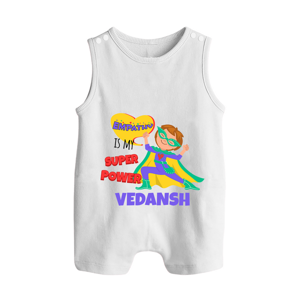 Superboy Power Romper Suit / Sleeveless Romper | Personalized Romper Suit / Sleeveless Romper for Baby Superheroes - WHITE - 0 - 5 Months Old (Chest 18")