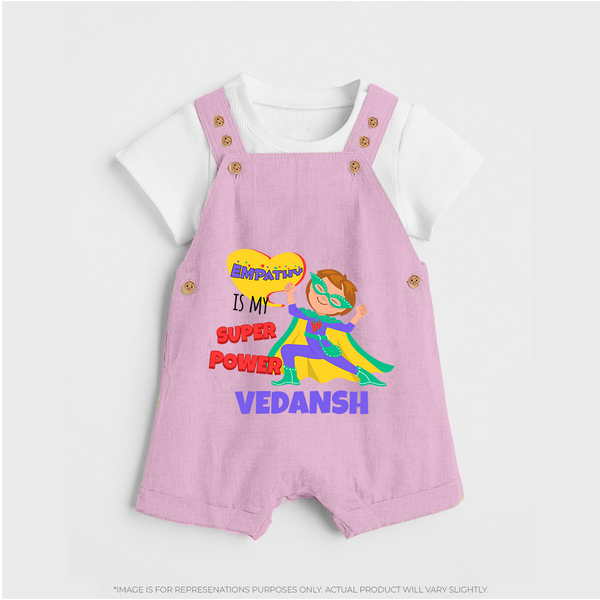 Superboy Power Dungaree Set | Personalized Dungaree Set for Baby Superheroes - BABY PINK - 0 - 5 Months Old (Chest 18")
