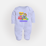 Superboy Power Sleep Suit / Full Sleeve Bodysuit | Personalized Sleep Suit / Full Sleeve Bodysuit for Baby Superheroes - BABY BLUE - New Born (Chest 7.5")