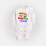 Superboy Power Sleep Suit / Full Sleeve Bodysuit | Personalized Sleep Suit / Full Sleeve Bodysuit for Baby Superheroes - WHITE - New Born (Chest 7.5")