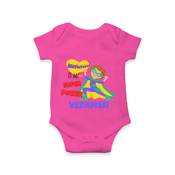 Superboy Power Romper | Personalized Romper for Baby Superheroes - HOT PINK - New Born (Chest 14")