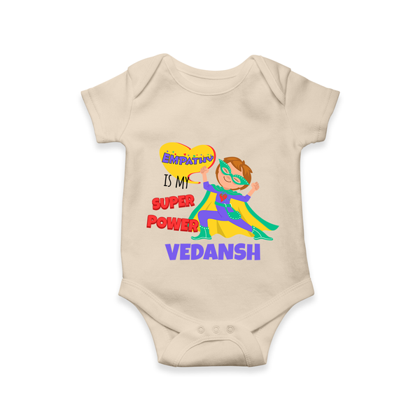Superboy Power Romper | Personalized Romper for Baby Superheroes - IVORY - New Born (Chest 14")