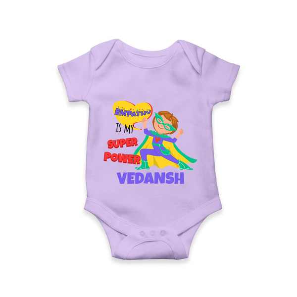 Superboy Power Romper | Personalized Romper for Baby Superheroes - LILAC - New Born (Chest 14")