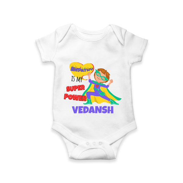 Superboy Power Romper | Personalized Romper for Baby Superheroes - WHITE - New Born (Chest 14")