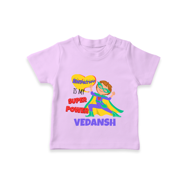 Superboy Power T-Shirt | Personalized T-Shirt for Baby Superheroes - LILAC - 0-5 Months Old (Chest 17")